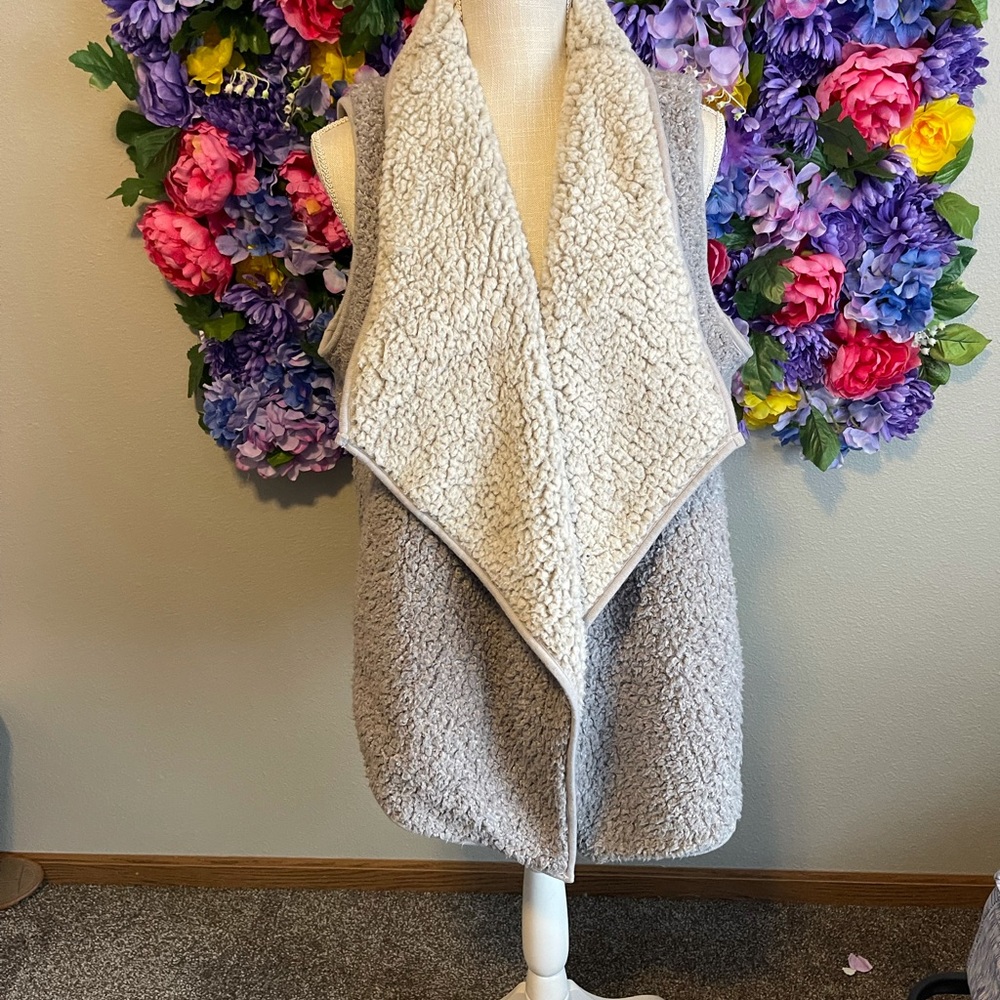 Grey Reversible Sherpa Vest